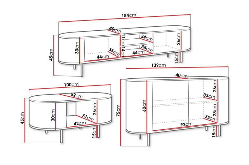 Pantego Möbelset För Vardagsrum - Brun - Förvaring - Förvaringsmöbler - Möbelset för vardagsrum
