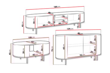 Pantego Möbelset För Vardagsrum - Brun - Förvaring - Förvaringsmöbler - Möbelset för vardagsrum