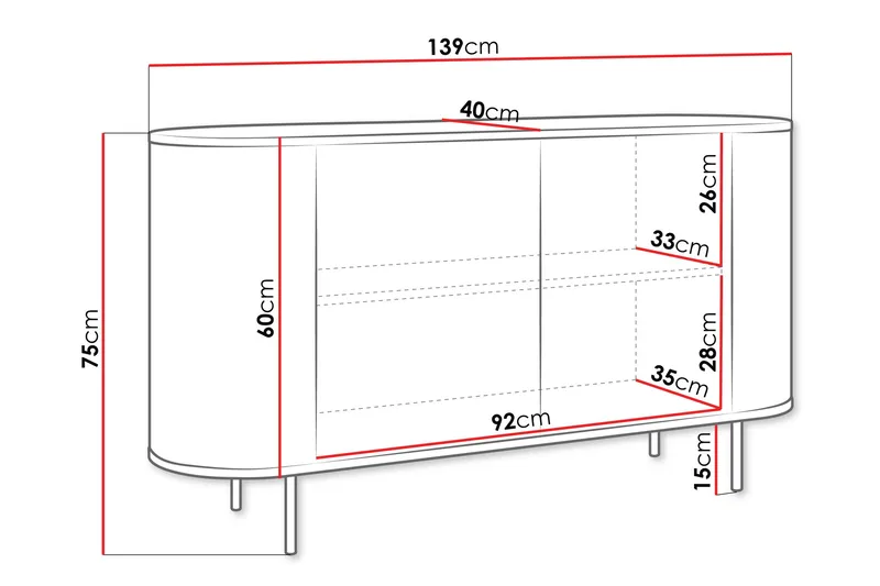 Pantego Skänk 139x40 cm - Brun - Förvaring - Förvaringsmöbler - Sideboard & skänk