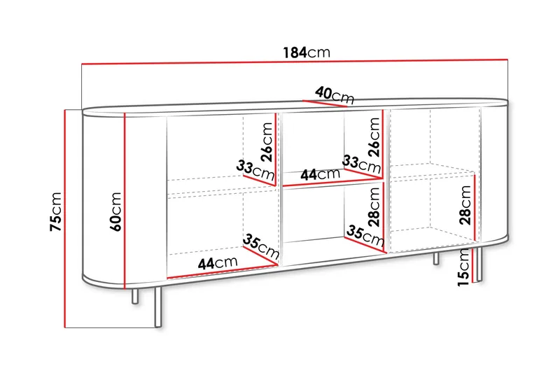 Pantego Skänk 184x40 cm - Brun - Förvaring - Förvaringsmöbler - Sideboard & skänk