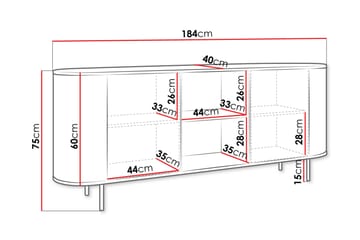 Pantego Skänk 184x40 cm i Trä med Metallben - Brun - Förvaring - Förvaringsmöbler - Sideboard & skänk