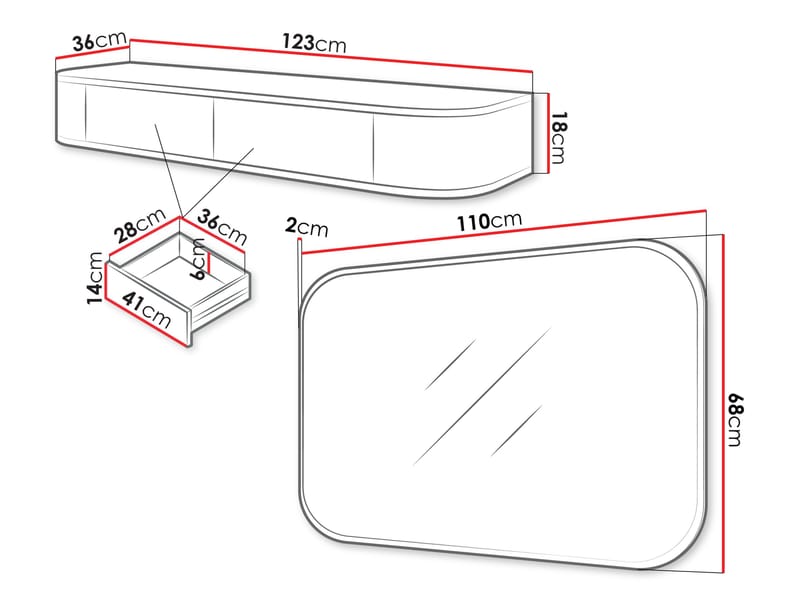 Pantego Sminkbord med spegel 123 cm - brun - Möbler - Bord & matgrupp - Sminkbord & toalettbord