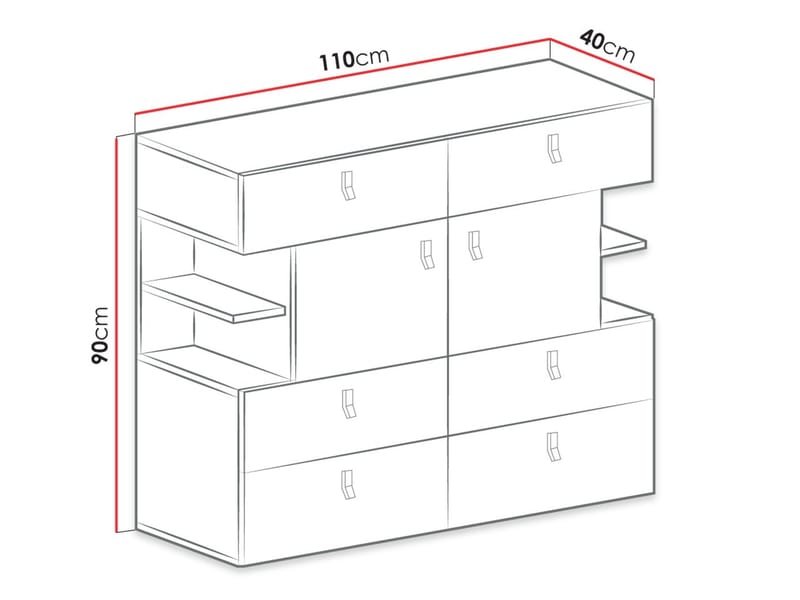Planeta Skänk 110 cm i Ljust Trä - Svart - Förvaring - Förvaringsmöbler - Sideboard & skänk