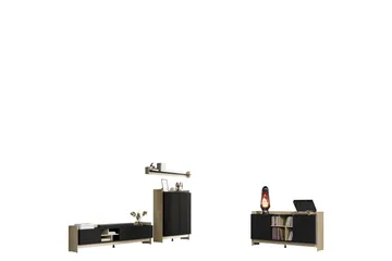 Polina Möbelset För Vardagsrum - Brun/Svart - Förvaring - Förvaringsmöbler - Möbelset för vardagsrum