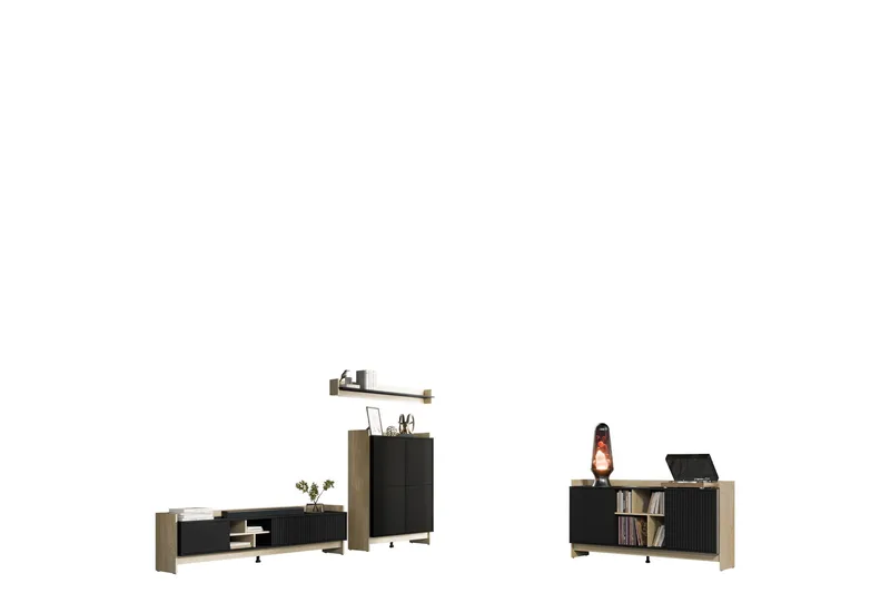 Polina Möbelset För Vardagsrum, Brun/Svart