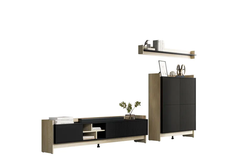 Polina Möbelset För Vardagsrum, Brun/Svart