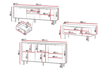 Pollena Möbelset För Vardagsrum - Brun - Förvaring - Förvaringsmöbler - Möbelset för vardagsrum