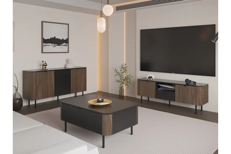 Pollena Möbelset För Vardagsrum - Brun - Förvaring - Förvaringsmöbler - Möbelset för vardagsrum