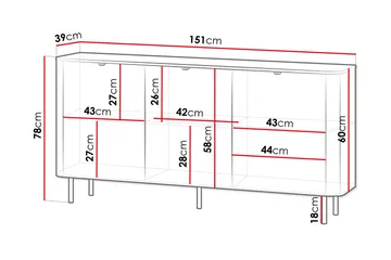 Pollena Skänk 151x39 cm - Brun - Förvaring - Förvaringsmöbler - Sideboard & skänk