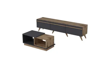 Ravinarville Möbelset För Vardagsrum - Antracit/Valnöt - Förvaring - Förvaringsmöbler - Möbelset för vardagsrum