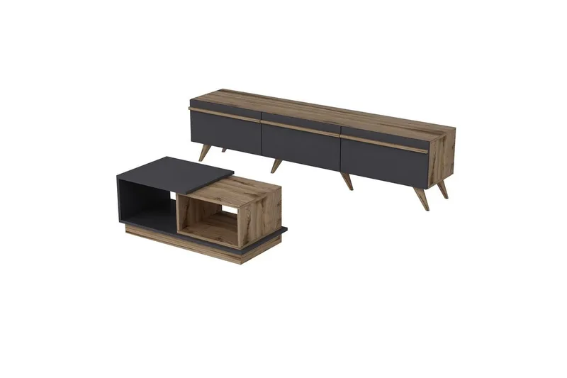 Ravinarville Möbelset För Vardagsrum - Antracit/Valnöt - Förvaring - Förvaringsmöbler - Möbelset för vardagsrum