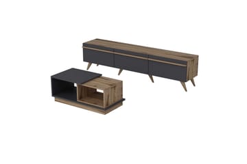 Ravinarville Möbelset För Vardagsrum - Antracit/Valnöt - Förvaring - Förvaringsmöbler - Möbelset för vardagsrum