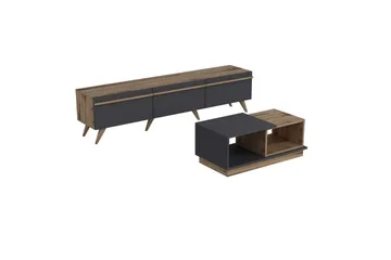 Ravinarville Möbelset För Vardagsrum - Antracit/Valnöt - Förvaring - Förvaringsmöbler - Möbelset för vardagsrum