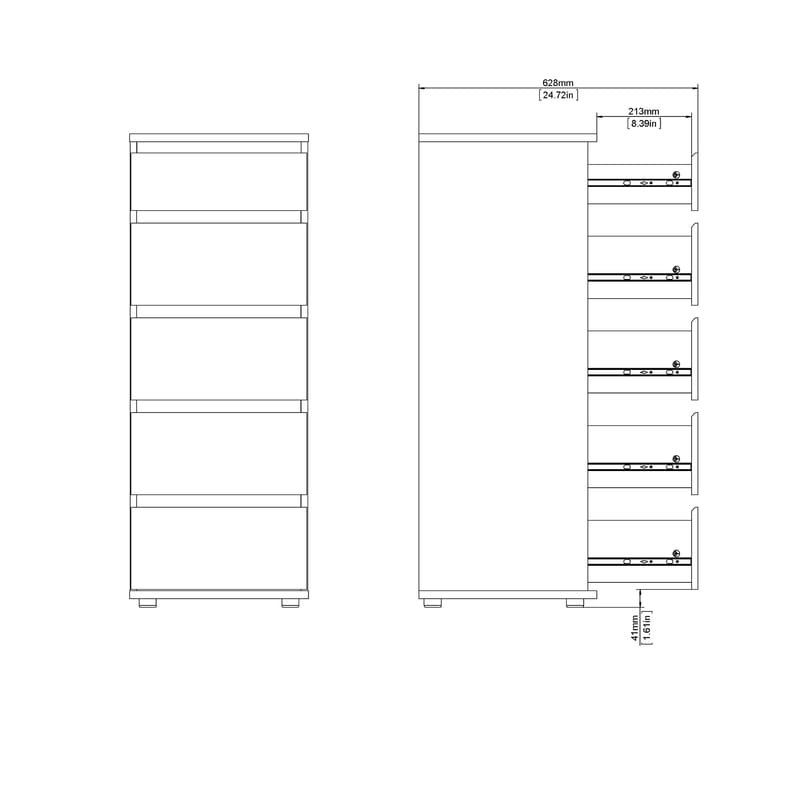 Rengo Byrå med 5 lådor 40x40x107 cm - Förvaring - Förvaringsmöbler - Byrå