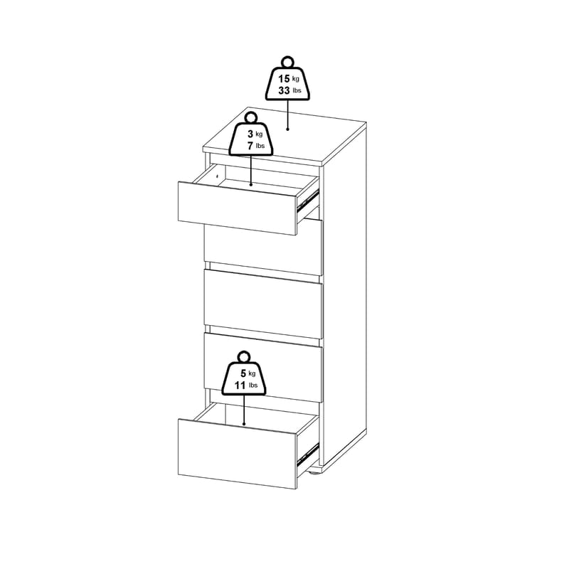 Rengo Byrå med 5 lådor 40x40x107 cm - Förvaring - Förvaringsmöbler - Byrå