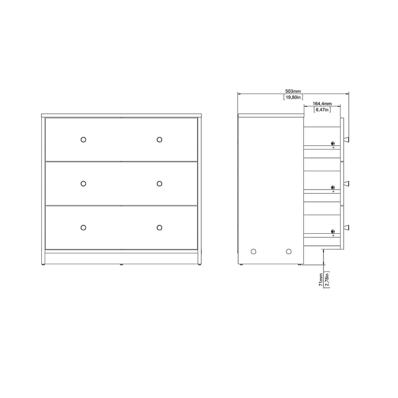Renor Byrå 3 lådor 72x30x68 cm - Förvaring - Förvaringsmöbler - Byrå
