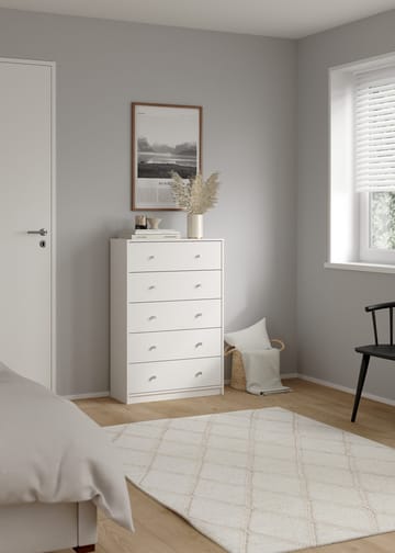 Renor Byrå med 5 lådor Vit 72x30x108 cm - Förvaring - Förvaringsmöbler - Byrå