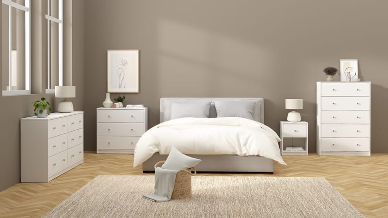 Renor Byrå med 5 lådor Vit 72x30x108 cm - Förvaring - Förvaringsmöbler - Byrå