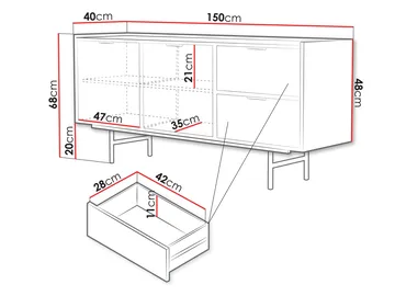 Rolden Skänk 150x68 cm - Hickoryek - Förvaring - Förvaringsmöbler - Sideboard & skänk