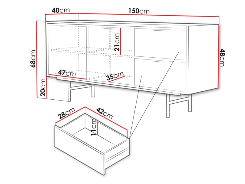 Rolden Skänk 150x68 cm - Valnöt - Förvaring - Förvaringsmöbler - Sideboard & skänk