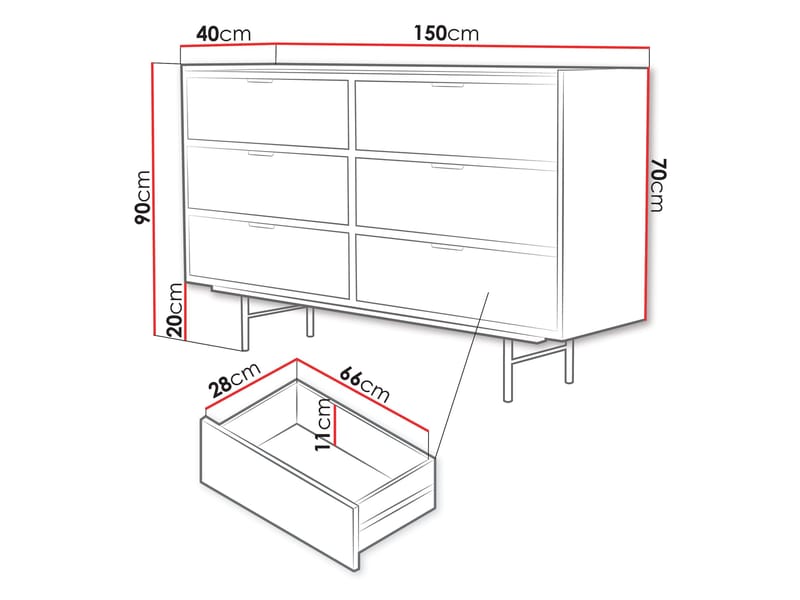 Rolden Skänk 150x90 cm - Valnöt - Förvaring - Förvaringsmöbler - Byrå
