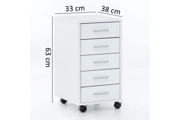 Rullkontejner Wohnling 5 lådor med hjul, folierad sp�ånskiva, modern stil Vit - Vit - Förvaring - Förvaringsmöbler - Byrå