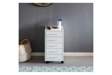 Rullkontejner Wohnling 5 lådor med hjul, folierad spånskiva, modern stil Vit - Vit - Förvaring - Förvaringsmöbler - Byrå