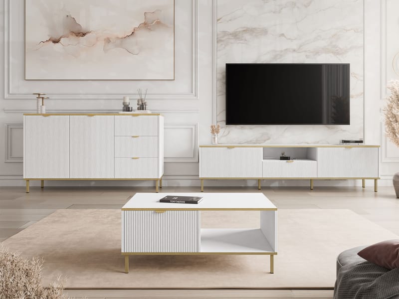 Salmor Möbelset För Vardagsrum - Vit - Förvaring - Förvaringsmöbler - Möbelset för vardagsrum