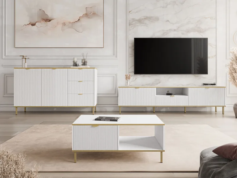 Salmor Möbelset För Vardagsrum - Vit - Förvaring - Förvaringsmöbler - Möbelset för vardagsrum