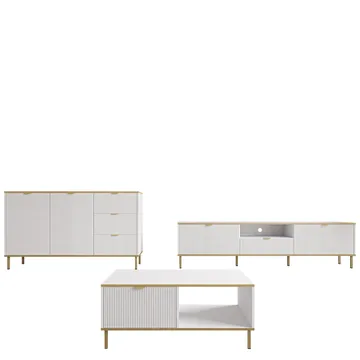 Salmor Möbelset För Vardagsrum - Vit - Förvaring - Förvaringsmöbler - Möbelset för vardagsrum