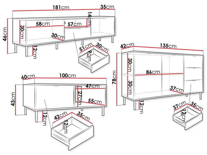 Salmor Möbelset För Vardagsrum - Vit - Förvaring - Förvaringsmöbler - Möbelset för vardagsrum