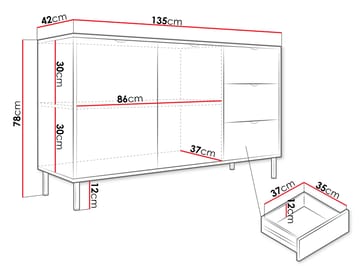 Salmor Skänk 135x42 cm - Vit - Förvaring - Förvaringsmöbler - Sideboard & skänk