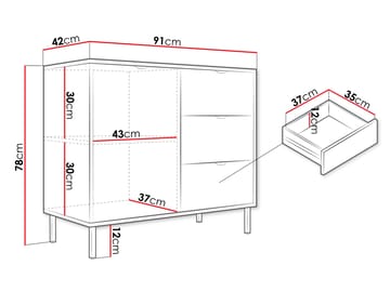 Salmor Skänk 91x42 cm - Vit - Förvaring - Förvaringsmöbler - Sideboard & skänk