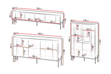Sherie Möbelset För Vardagsrum - Beige - Förvaring - Förvaringsmöbler - Möbelset för vardagsrum