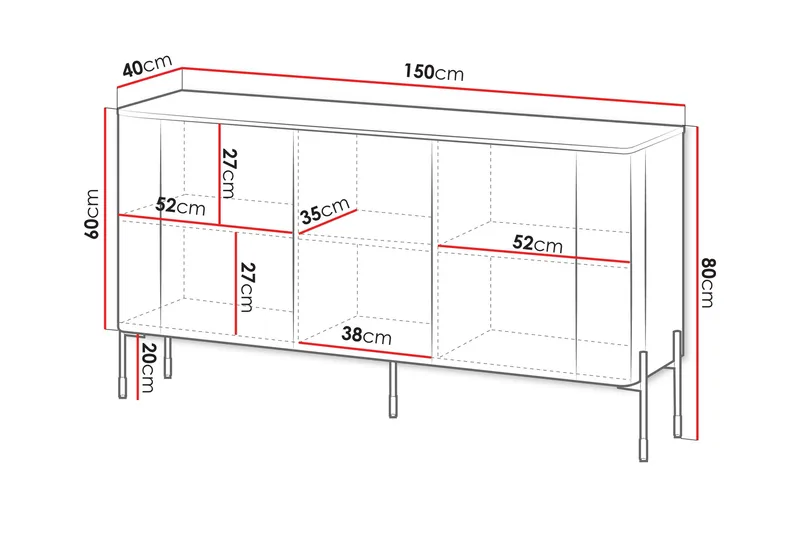Sherie Skänk 150x40 cm - Svart - Förvaring - Förvaringsmöbler - Sideboard & skänk