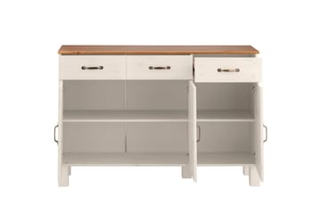 Sideboard & skänk Loft24 Skänk Alby 125x38x85 cm, Vit/Honung Vit,Natur - Förvaring - Förvaringsmöbler - Sideboard & skänk