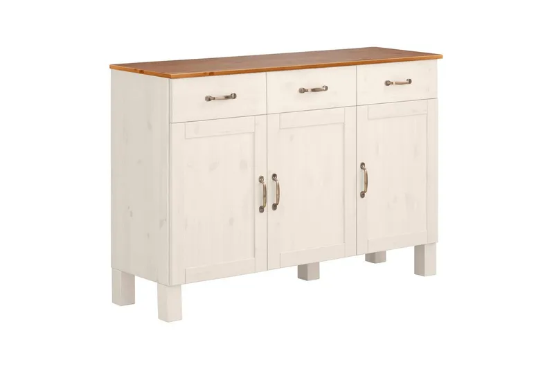 Sideboard & skänk Loft24 Skänk Alby 125x38x85 cm, Vit/Honung Vit,Natur