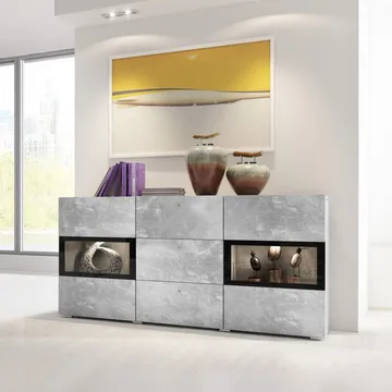 Sideboard Baros 2 Dörrar med 3 Lådor - Betongljus - Förvaring - Förvaringsmöbler - Sideboard & skänk