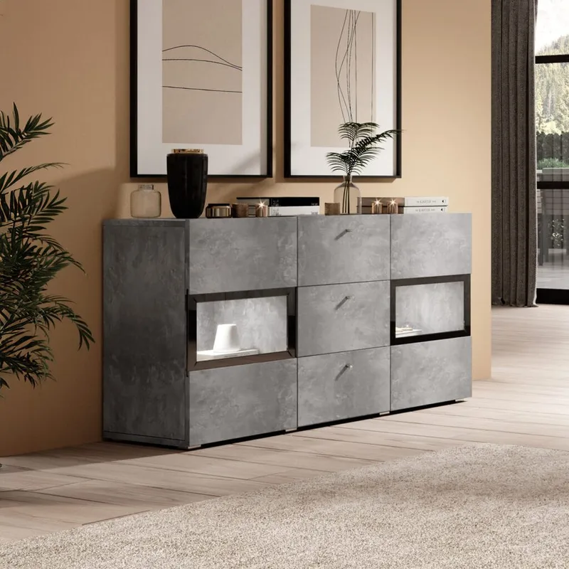Sideboard Baros 2 Dörrar med 3 Lådor - Betongljus - Förvaring - Förvaringsmöbler - Sideboard & skänk