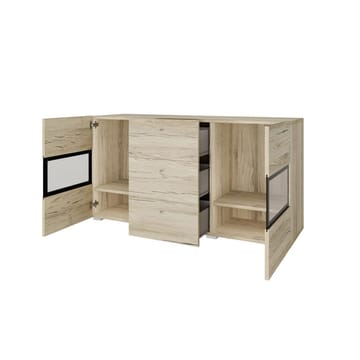 Sideboard Baros 2 Dörrar med 3 Lådor - San Remo Ek Ljust Laminat - Förvaring - Förvaringsmöbler - Sideboard & skänk
