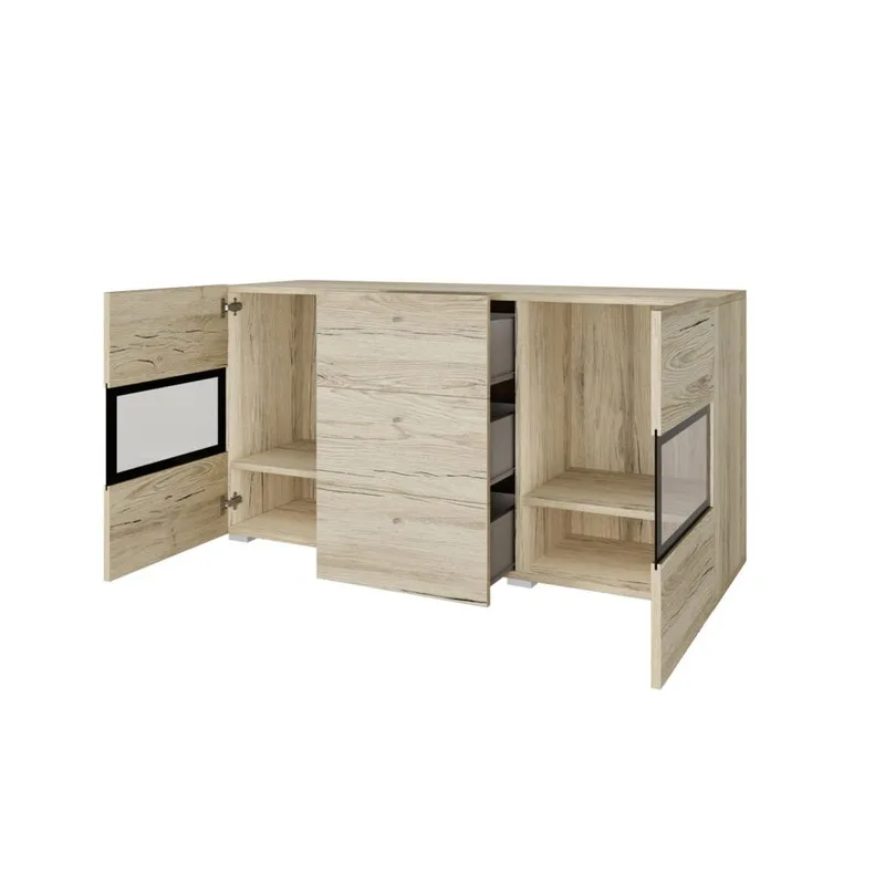 Sideboard Baros 2 Dörrar med 3 Lådor - San Remo Ek Ljust Laminat - Förvaring - Förvaringsmöbler - Sideboard & skänk