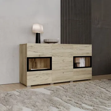 Sideboard Baros 2 Dörrar med 3 Lådor - San Remo Ek Ljust Laminat - Förvaring - Förvaringsmöbler - Sideboard & skänk