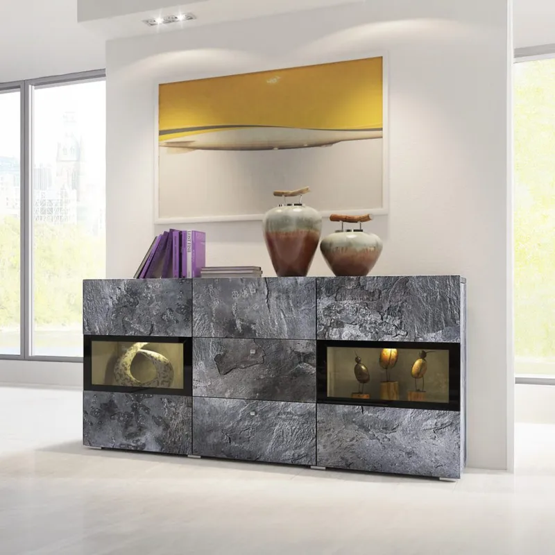 Sideboard Baros 2 Dörrar med 3 Lådor - Skiffer - Förvaring - Förvaringsmöbler - Sideboard & skänk