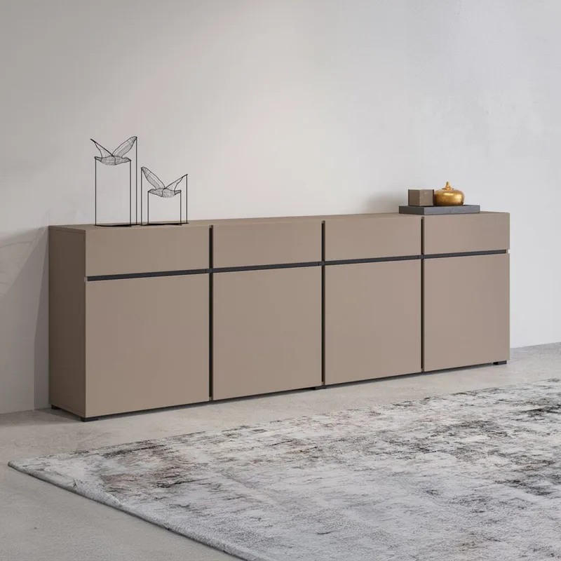 Sideboard Cross 4 dörrar med 4 lådor - Kongo - Svart - Förvaring - Förvaringsmöbler - Sideboard & skänk