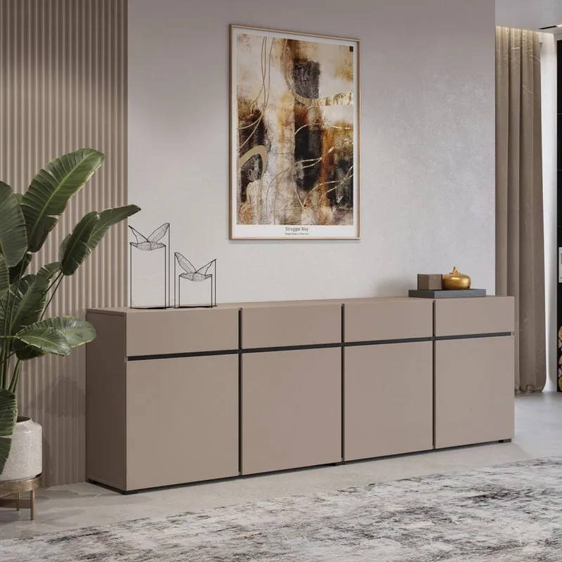 Sideboard Cross 4 dörrar med 4 lådor - Kongo - Svart - Förvaring - Förvaringsmöbler - Sideboard & skänk