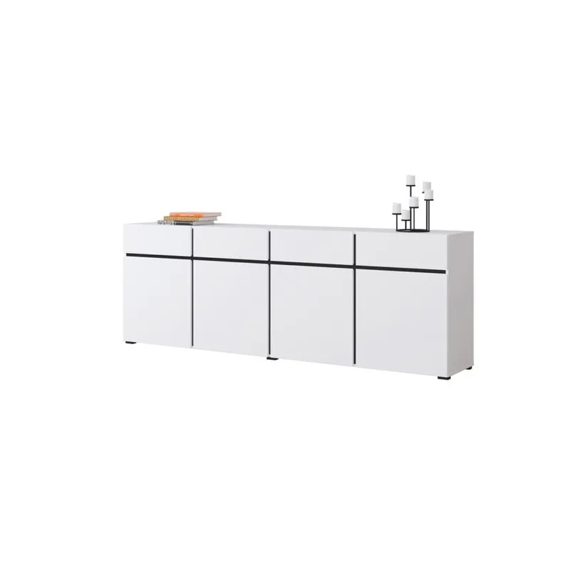 Sideboard Cross 4 dörrar med 4 lådor - Vit - Svart - Förvaring - Förvaringsmöbler - Sideboard & skänk