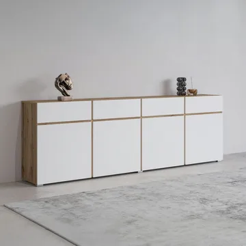 Sideboard Cross 4 dörrar med 4 lådor - Vit - Förvaring - Förvaringsmöbler - Sideboard & skänk