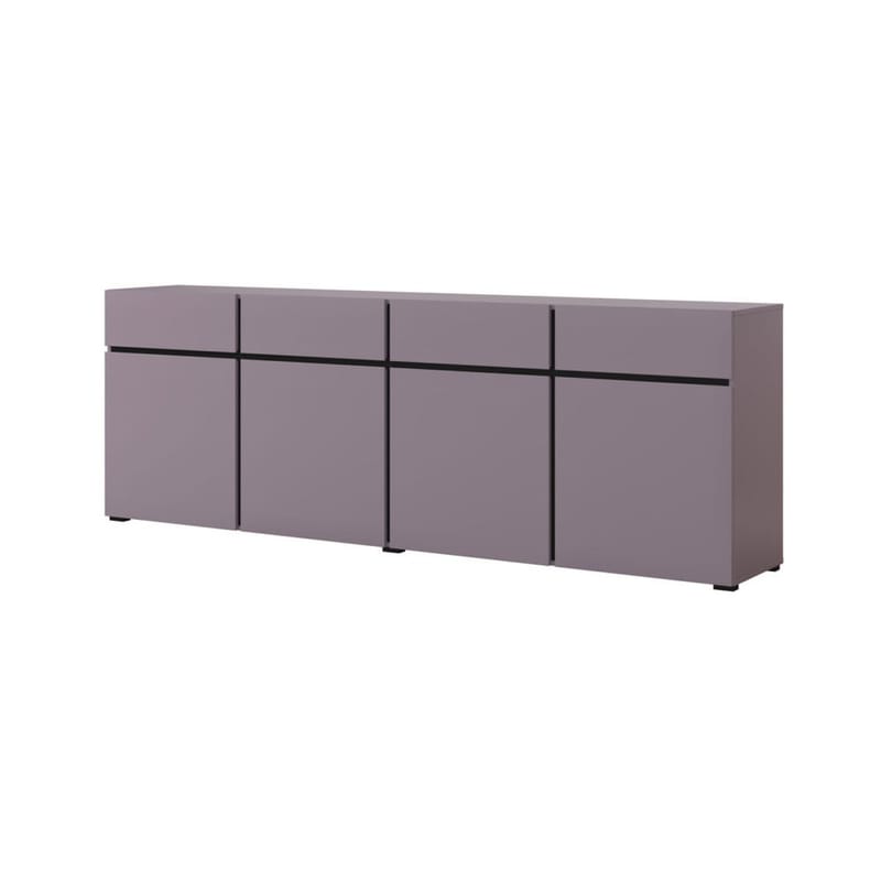 Sideboard Cross 4 dörrar med 4 lådor, Plommon - Svart onyx