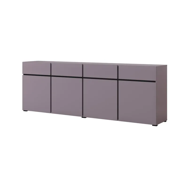 Sideboard Cross 4 dörrar med 4 lådor, Plommon - Svart onyx