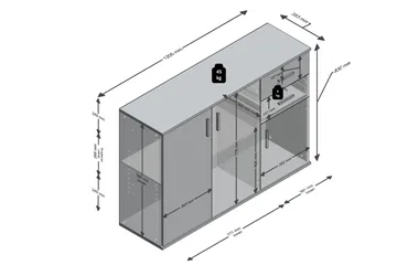 Albi Skänk 121 cm - Grå/Vit - Förvaring - Förvaringsmöbler - Sideboard & skänk